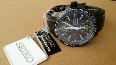 ! Ceas SEIKO Sportura Aviation Cronograf Geam Safir Nou Acte