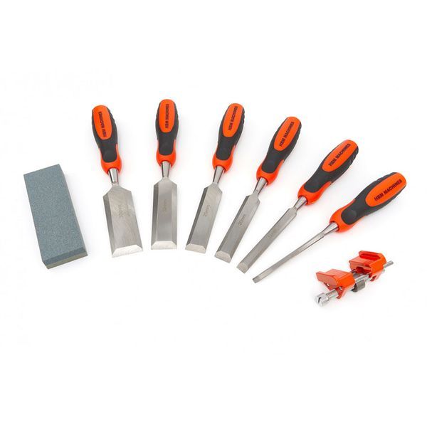 Комплект 8 професионални длета с камък за заточване и аксесоари за зат