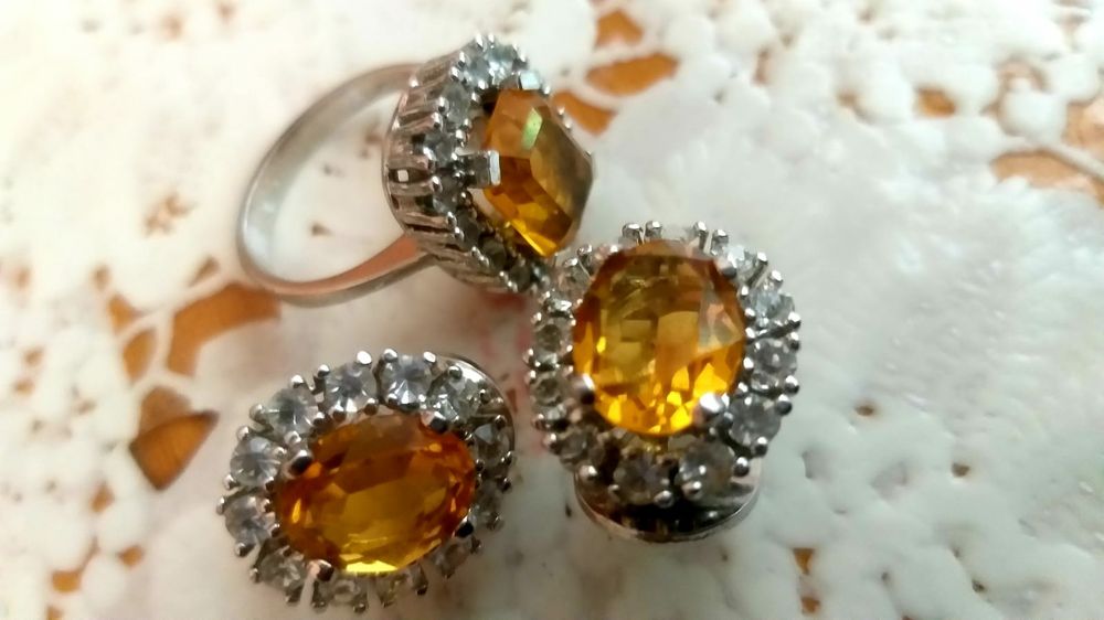 Vand superb set din argint cercei si inel