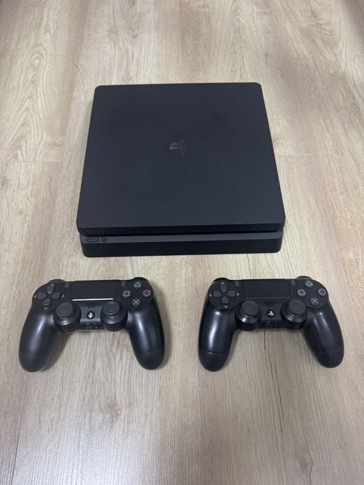 Прошитый PS4 Slim 33 игр 2 джойстика Kaspi Red и рассрочка