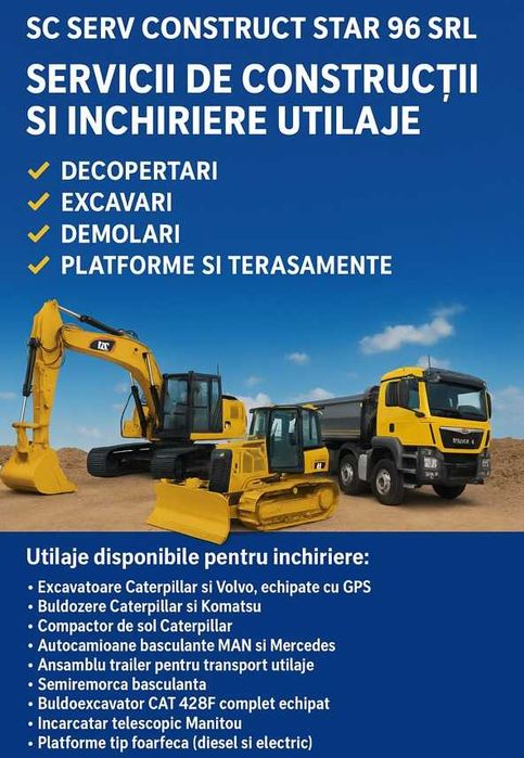 Închiriere Utilaje de Construcții, Transport si Execuție Lucrari