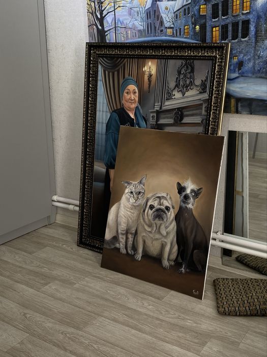 Картина портет маслом на холсте по фото полностью ручная работа