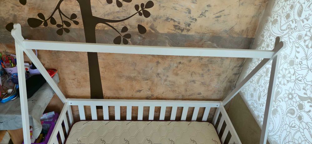 Детско легло U-Grow, Дърво, Размери 140 х 70 см, Бял