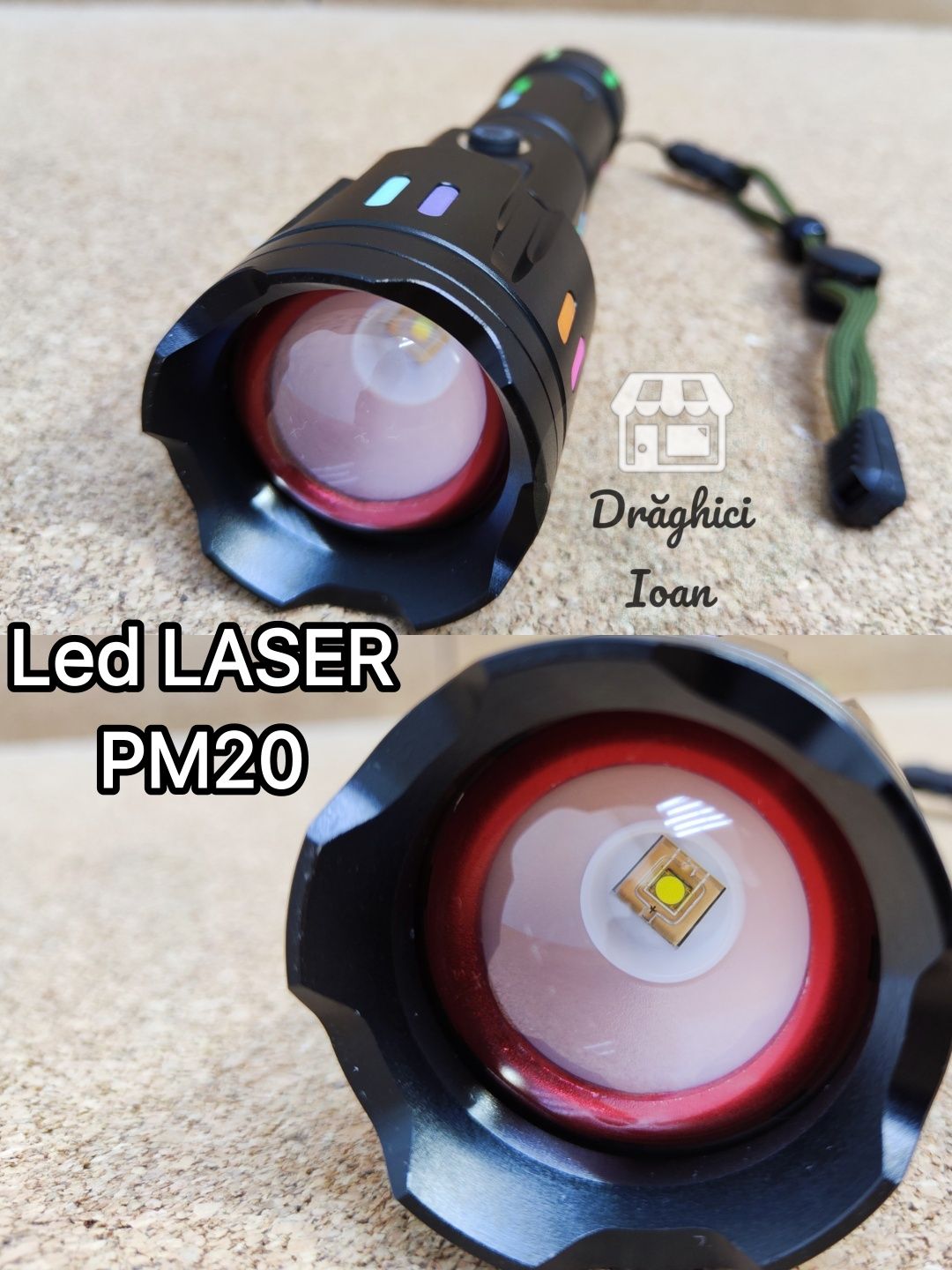 Lanterna TOP LASER DIGITAL- led PM20 ULS tip LASER pt.distanta < 1,3km