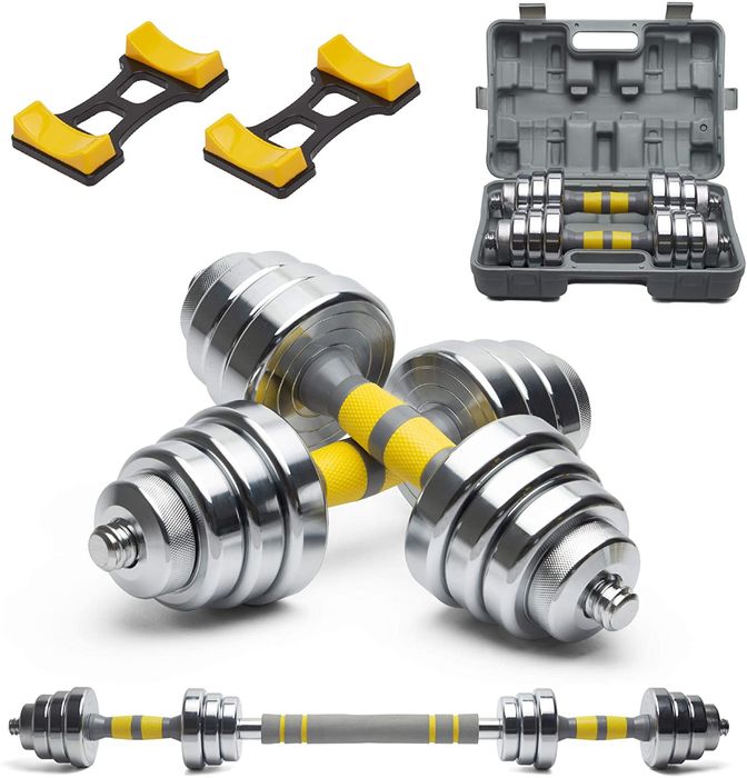 Set gantere, ZOCO BODY FIT KK-9163, greutate totala 30 Kg, Crom