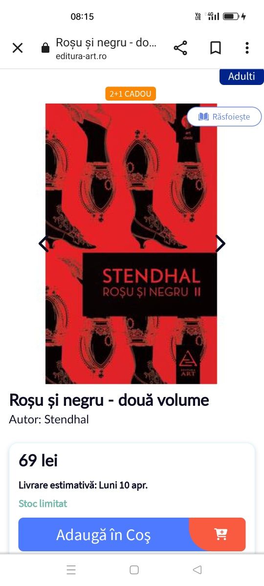 Stendhal Roșu și negru două volume