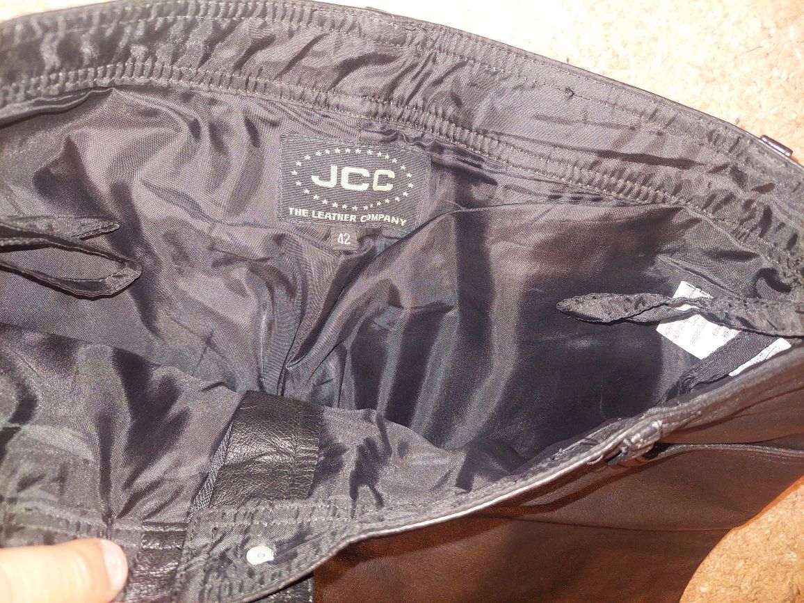 pantaloni piele clasici JCC pentru strada,rock, moto ,masura 42