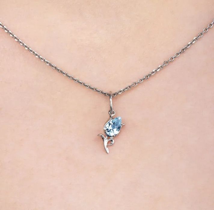 Кулон Серебро 925. Голубой Топаз.