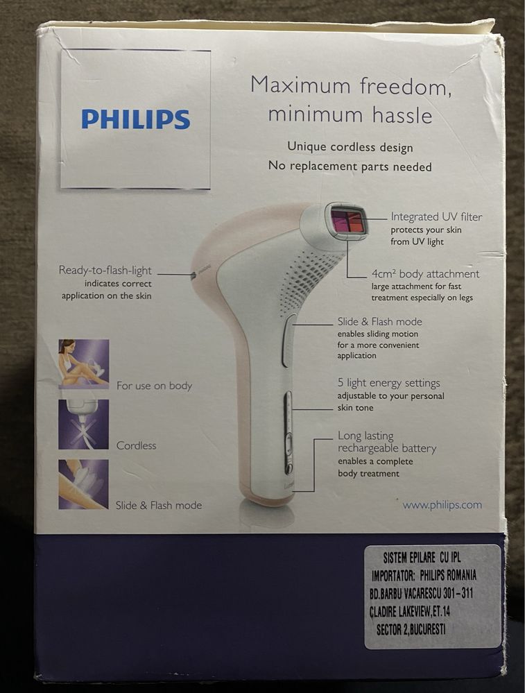 Aparat de epilate definitiva Philips Lumea cu IPL