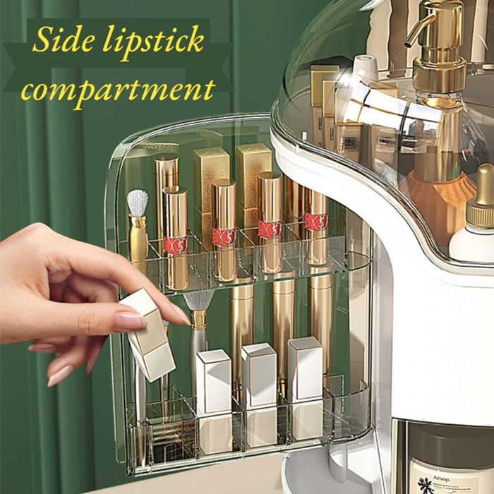 Organizator alb tip vitrina, pentru produse cosmetice, 9 compartimente