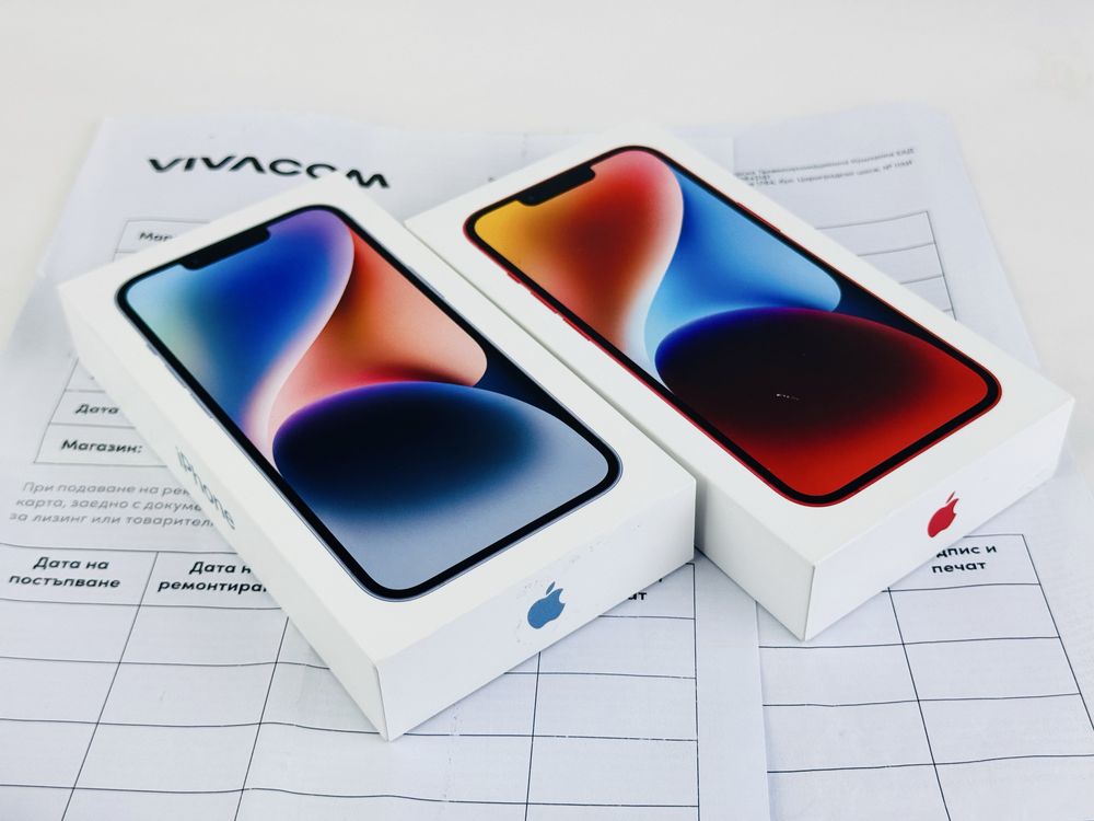 НОВ! Apple iPhone 14 128GB Blue / Red 2г. Гаранция!