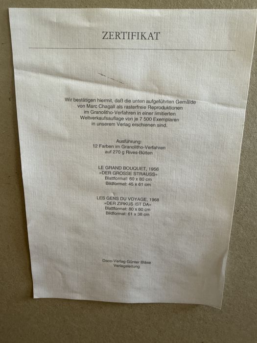 Tablou Marc Chagall – „Le Grand Bouquet”,ediție limitată cu certificat