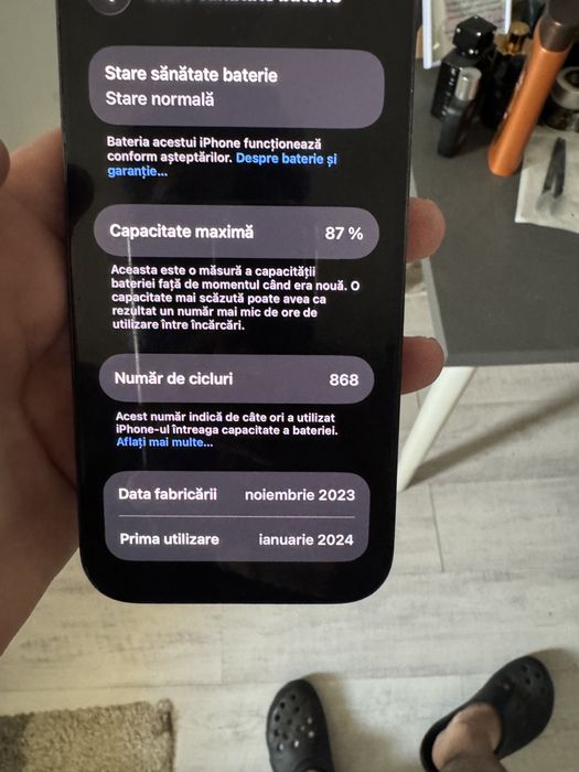 Iphone 15 Pro, 87 baterie