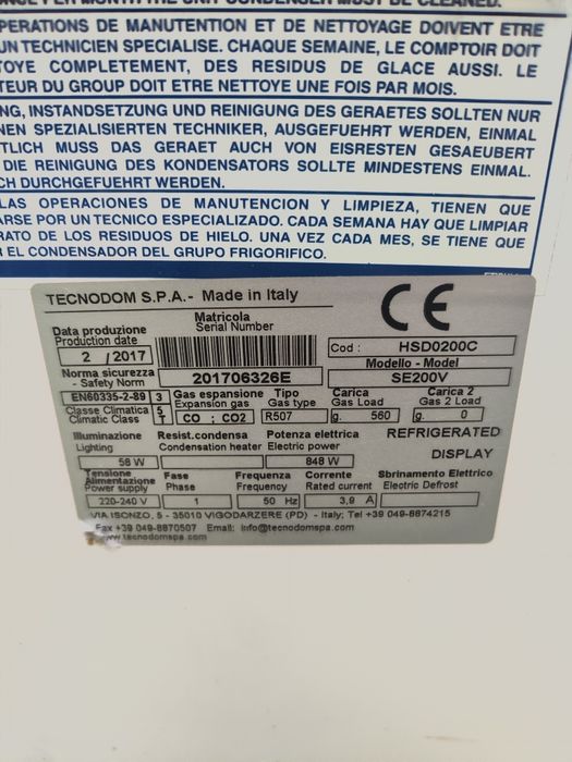 Vitrină Frigorifică Orizontală 2m- Expozitor Alimente / Patiserie - In