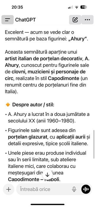 Bibelori portelan .Clovn de colectie .!Artist A.Ahury.,cobalt cu aur