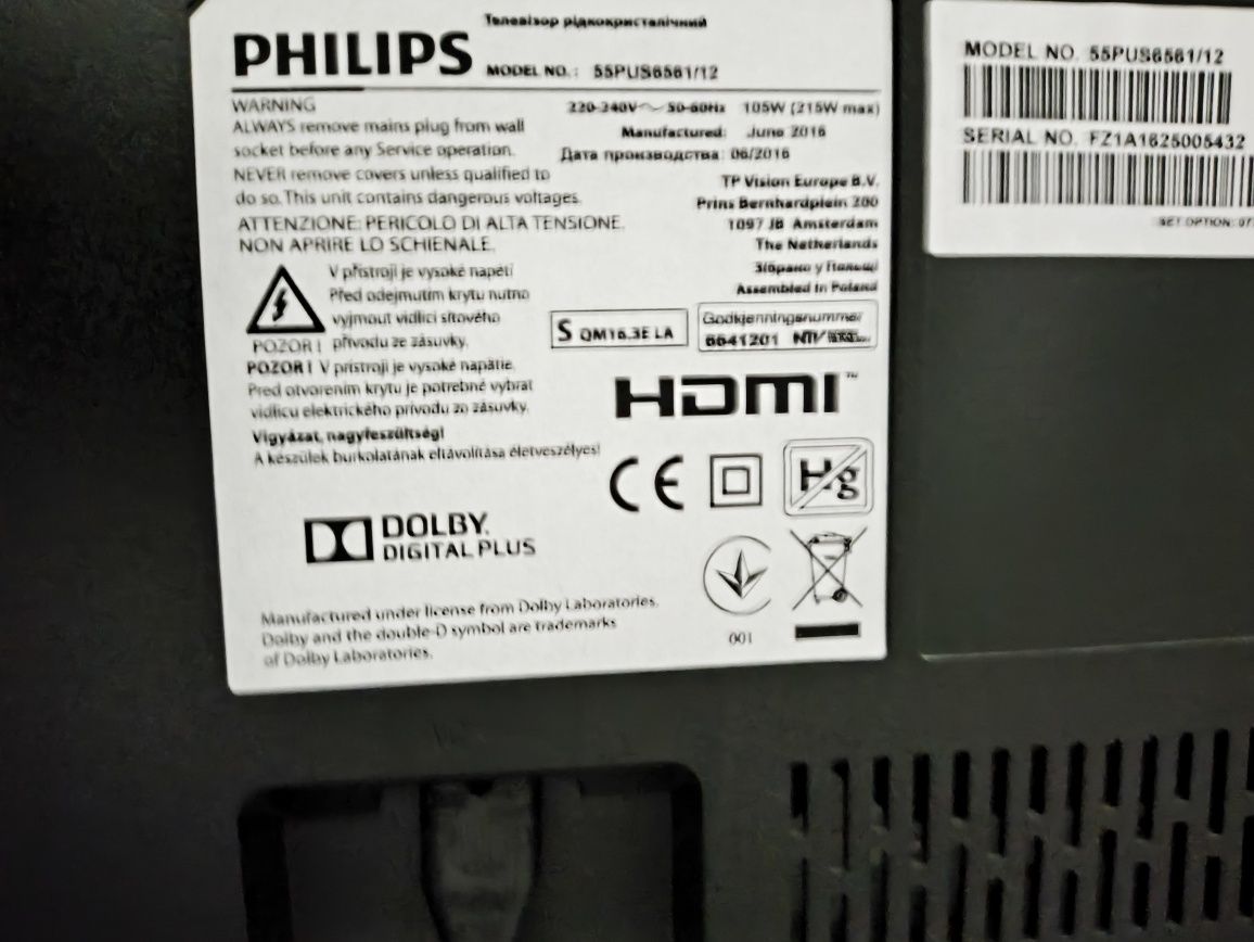 Vând Tv Philips 55PUS6561/12 -4K Ultra HD, Android TV, Ambililght
