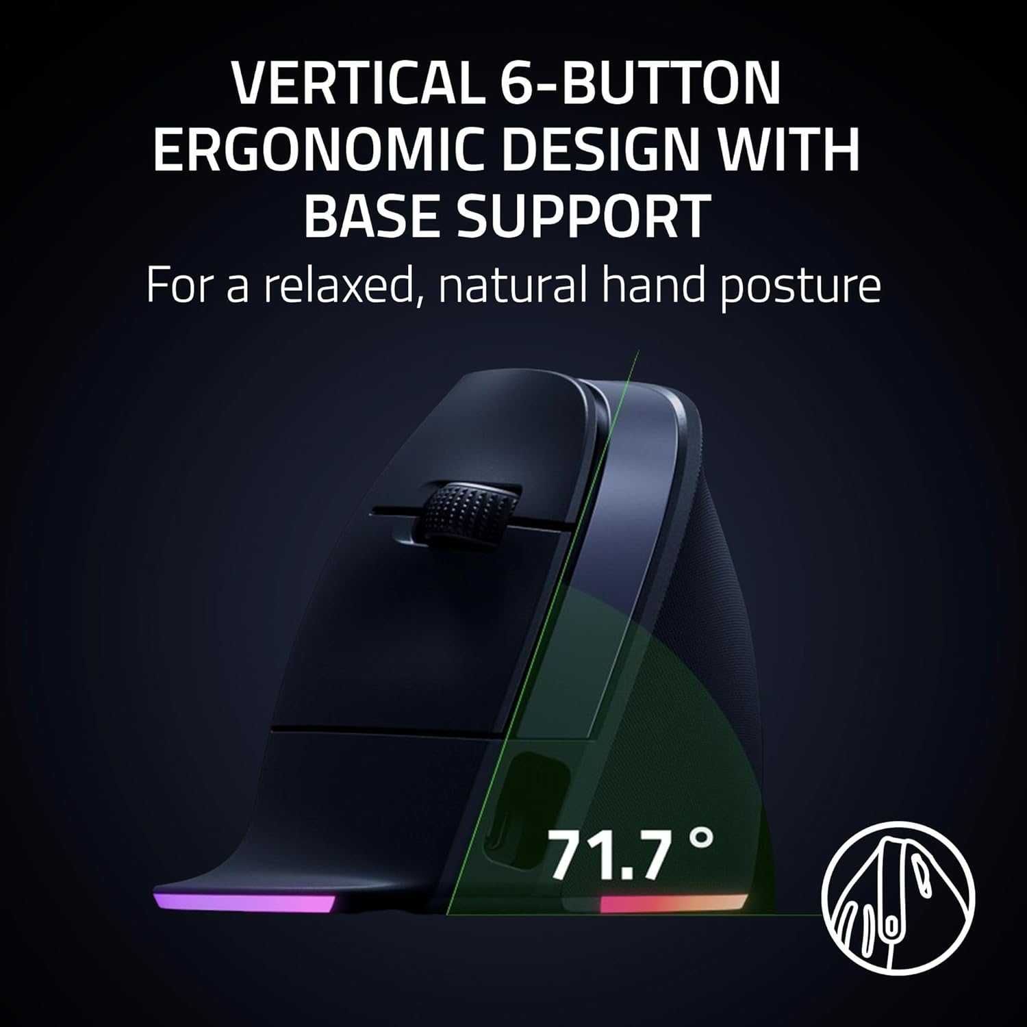 Razer Pro Click V2 Vertical - Вертикална ергономична безжична, черна
