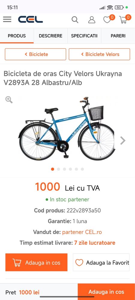 Vand Bicicleta Oras