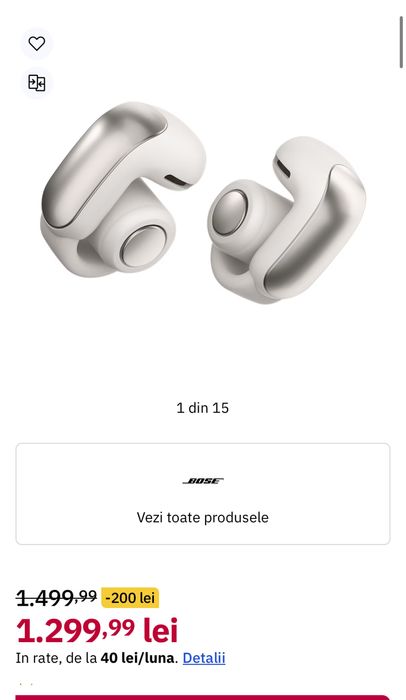 BOSE Ultra Open Earbuds, sigilate, originale, transport inclus