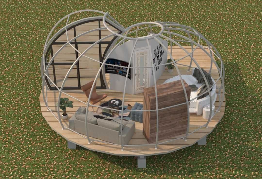 Cort glamping de lux EKO S,30 mp,structura metalica,garantie 15 ani