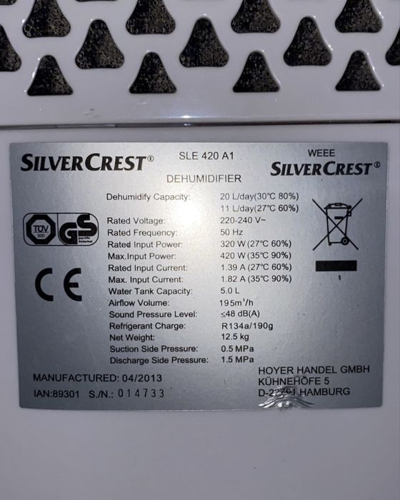 Dezumidificator SilverCrest