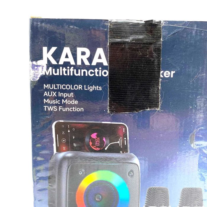 Караоке тонколона с два безжични микрофона и LED светлини! ЧИСТО НОВА
