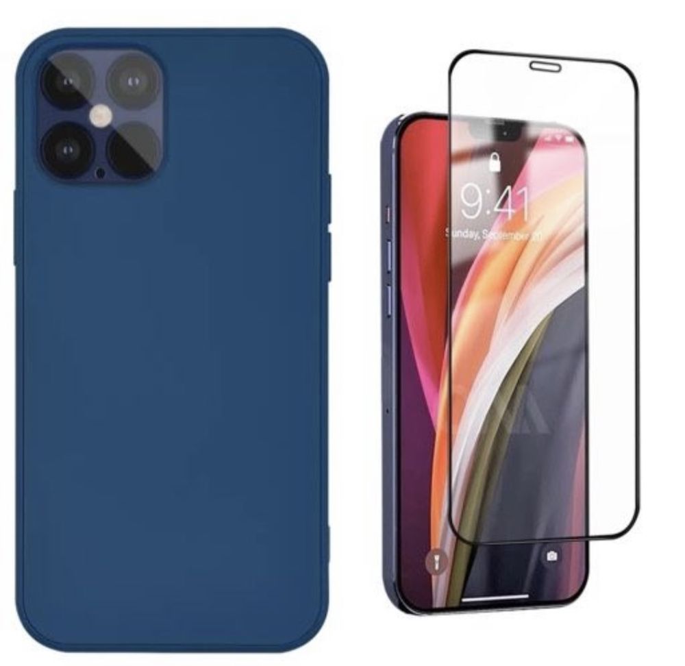 Husa Silicon Interior Textil si Folie Sticla 9D - Iphone 11 11 PRO MAX