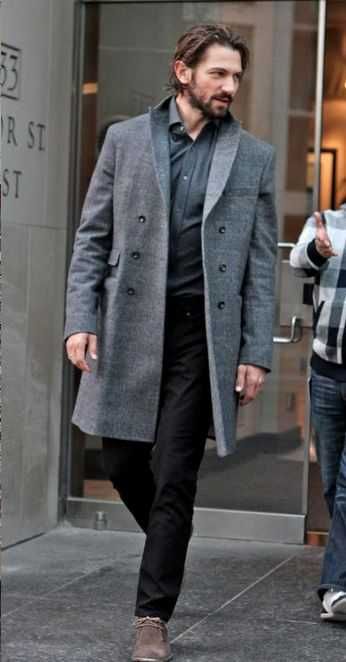 Palton slim 50 L double breasted Atelier Torino lana si casmir gri