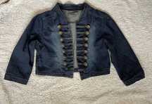 Geaca scurta blugi dama jacheta blue jeans tunica 14 nasturi metalici