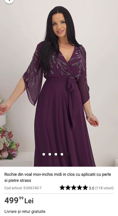 Rochie ocazie mov cu aplicatii masura mare (48)
