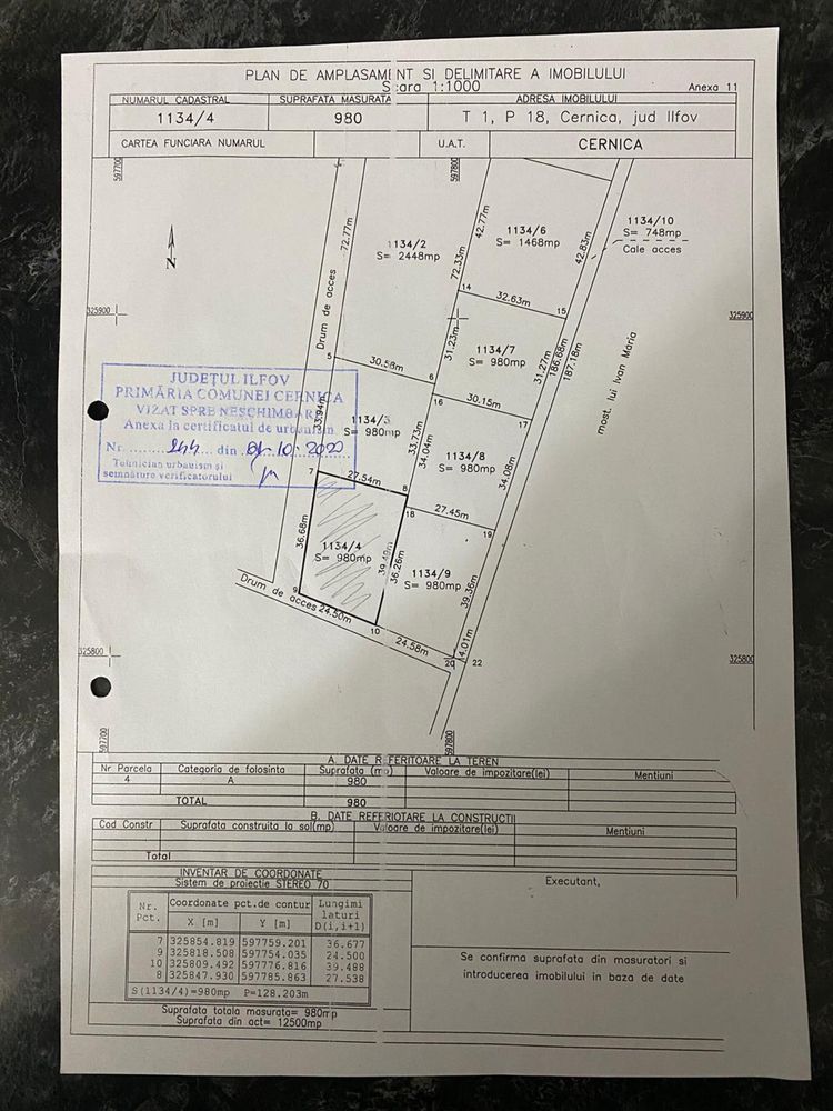 Vand teren 980 MP ( Hala sau Casa ) Regim semi
