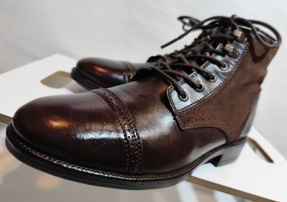 Ghete lace up 42 42.5 cap toe Tommy Hilfiger piele naturala moale maro