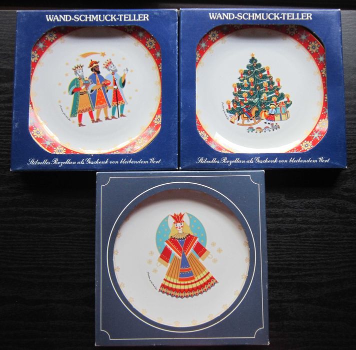 cadou rar Craciun Plate 3 farfurii colectie Barbara F. Germany anii'80