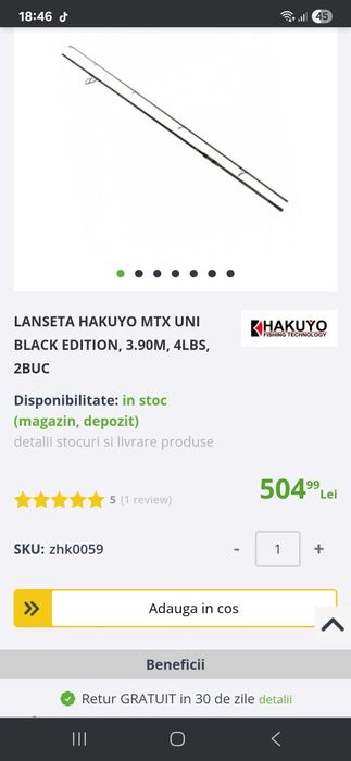 6 lansete 3.96 + 6 Mulinete + rod pod + husa + minciog