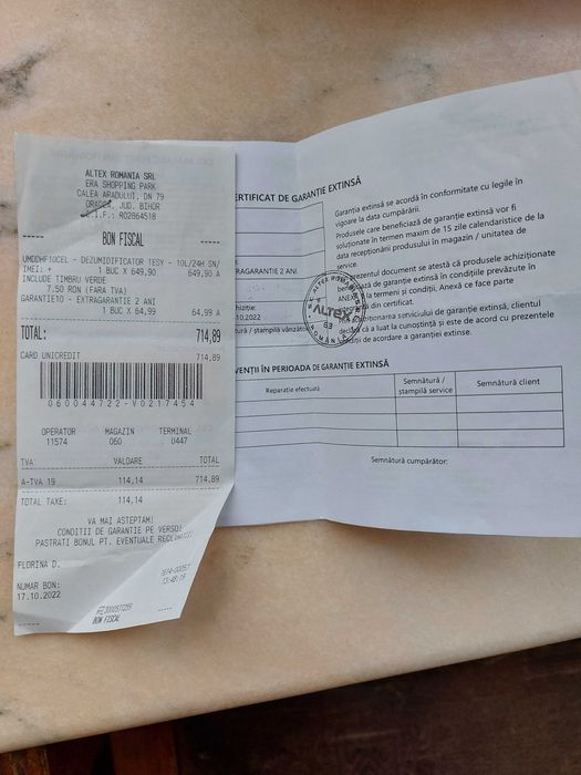 Dezumidificator TESY DHF10CEL