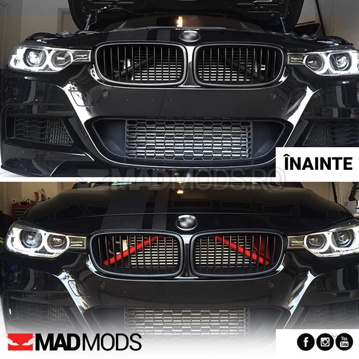 Ornamente V-BRACE Grile Bara BMW Seria 1 2 3 4 5 6 7 X1 X2 Rosu lucios