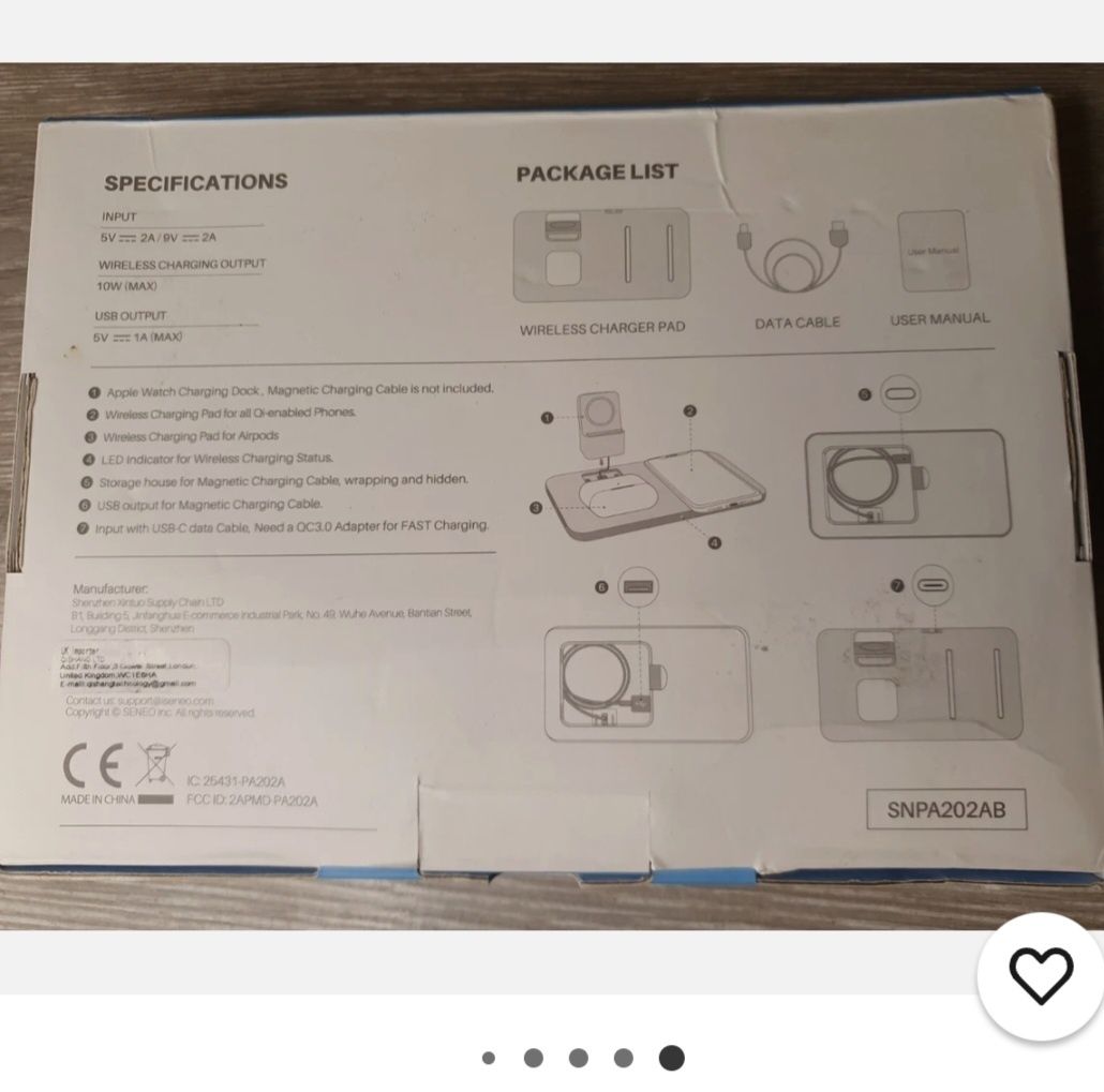 Seneo 3 в 1 безжично зарядно за Apple Watch iPhone AirPods PA202A
