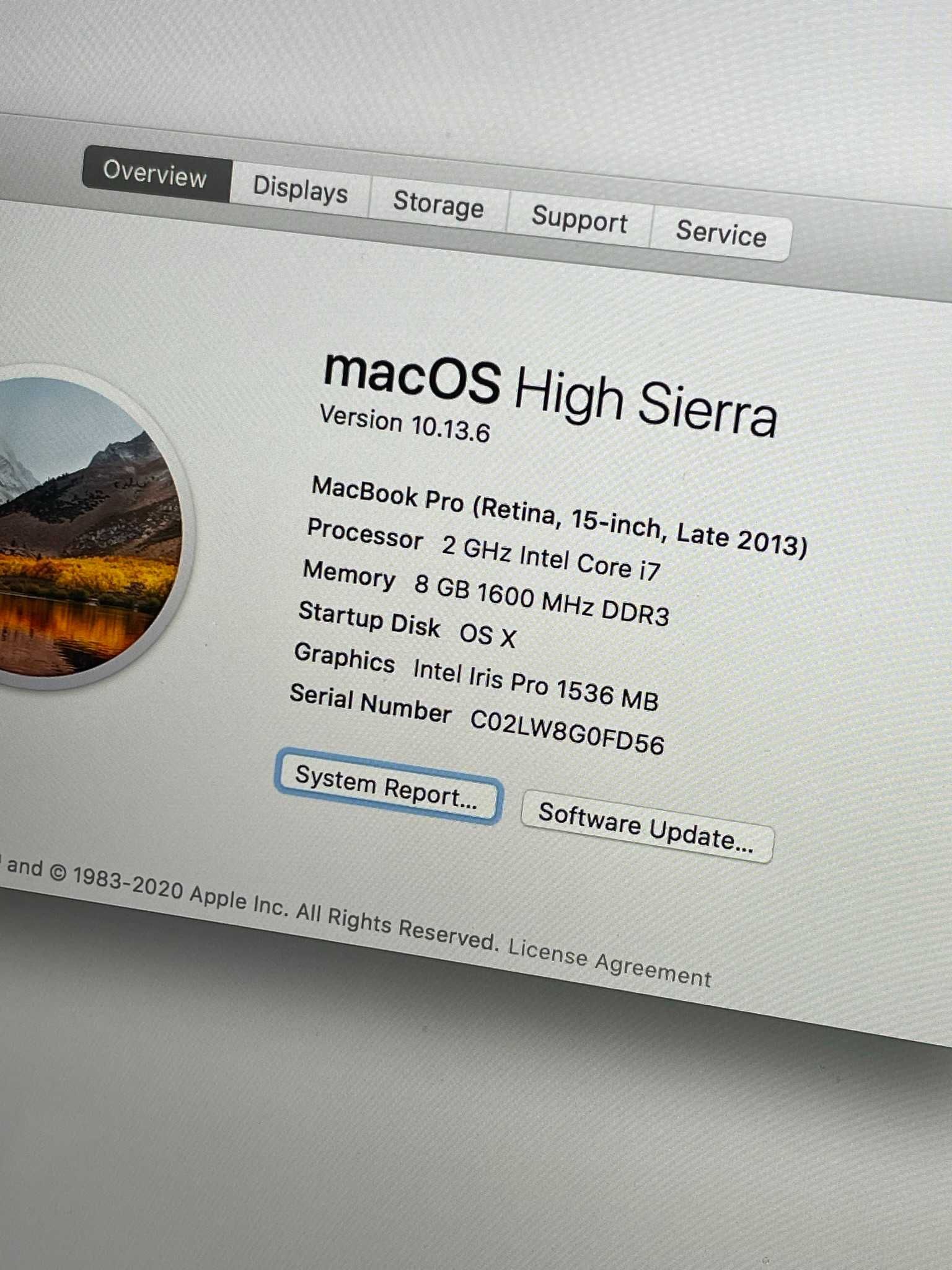 MacBook PRO, Retina 15 inch, Late 2013, 15”, Intel core i7