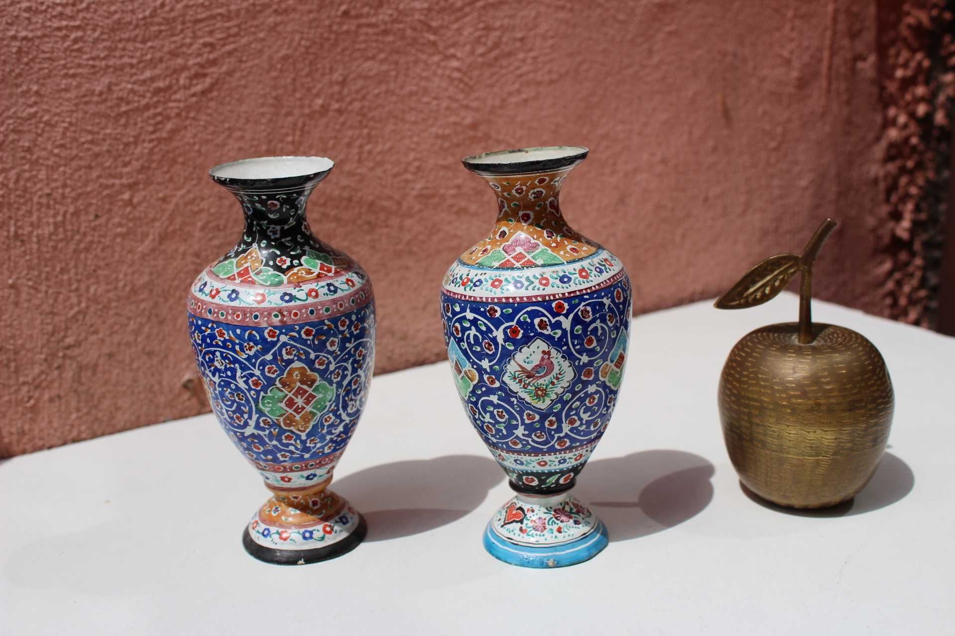 Set 2 vase flori cupru emailat de colectie PERSIA