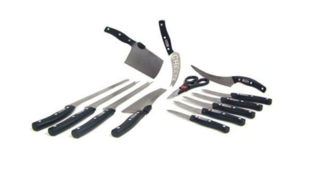 Set Cadou 12 cutite + 1 foarfeca Otel inoxidabil mânere nituite