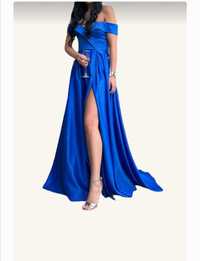 Официална и елегантна дълга синя рокля