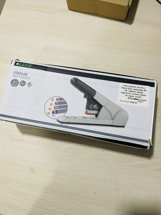 Leitz Capsator de Birou Heavy Duty ,80 Coli, cu Casete de Capse