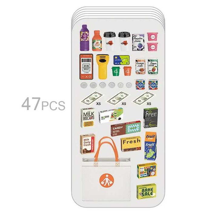 Детски супермаркет със скенер и касов апарат, магазин