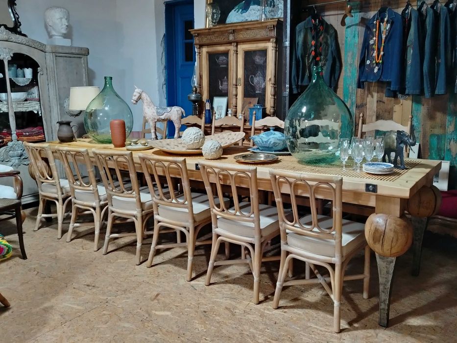 Masa consiliu (evenimente) din lemn masiv vechi, stil industrial