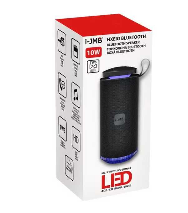 Boxă Bluetooth portabilă, I-JMB HXEIO neagră, cu lumini, bass, 17,5 cM