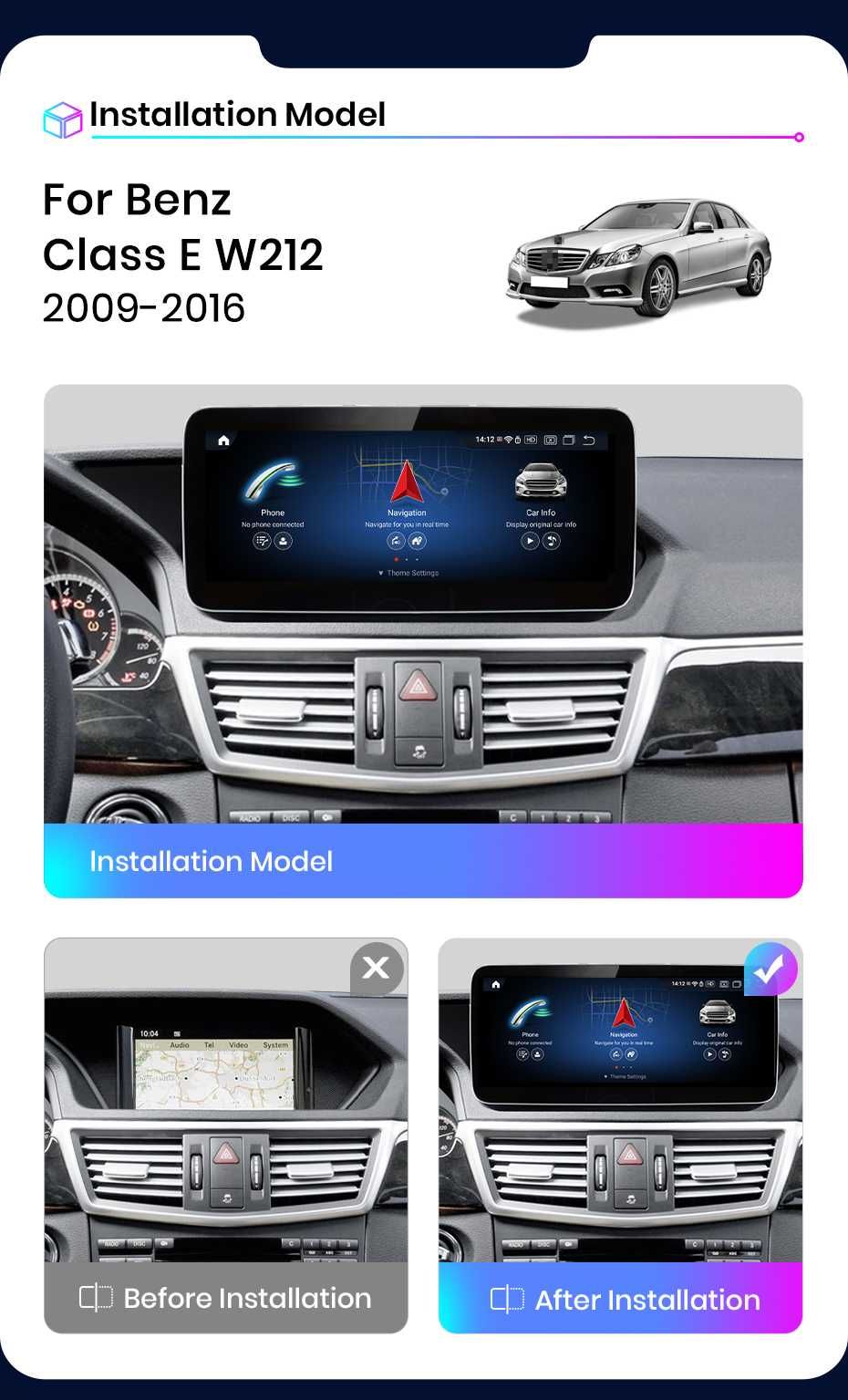 Navigatie Android Mercedes Benz E Klasse W212 2009-2016 4GB - Carplay