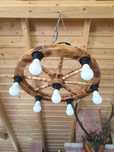 Lustra / Candelabru  rustic  model roată lemn