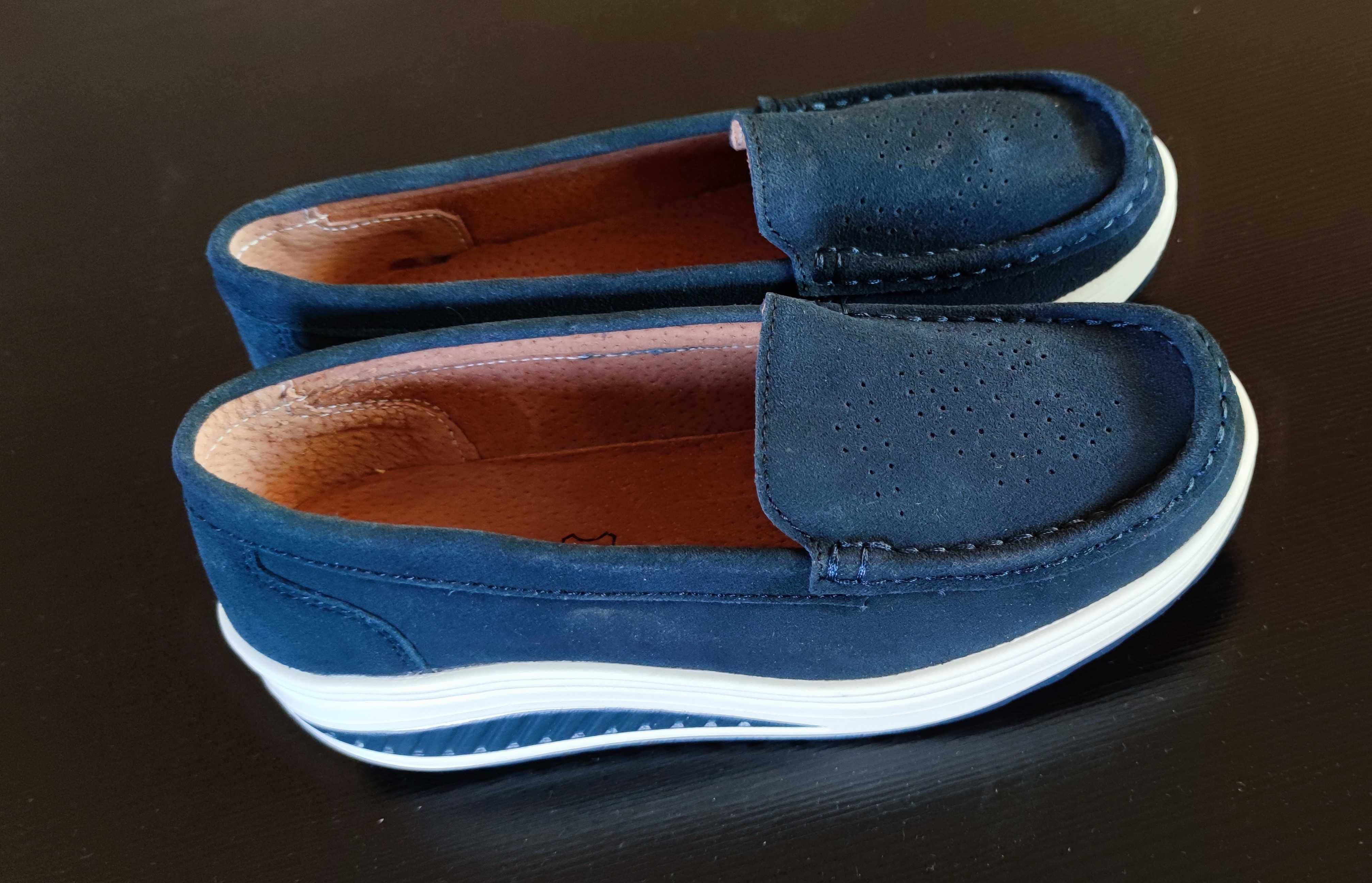 Pantofi piele naturala intoarsa culoare Navy mar 37,5