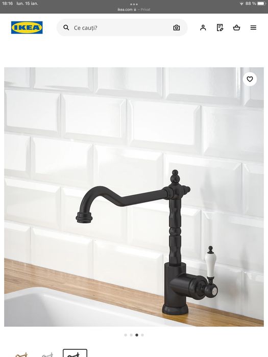 Baterie ikea bucatarie neagra GLITTRAN noua sigilata nemontata