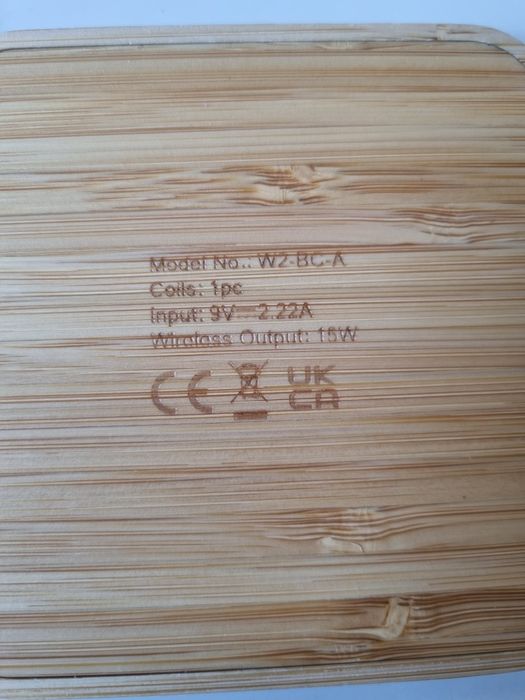 Încărcător wireless bambus Output 15W încărcare rapidă